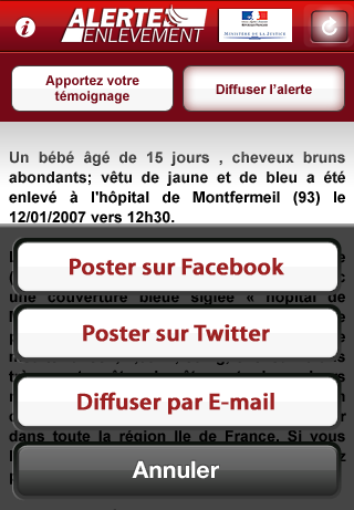 diffuser l'alerte